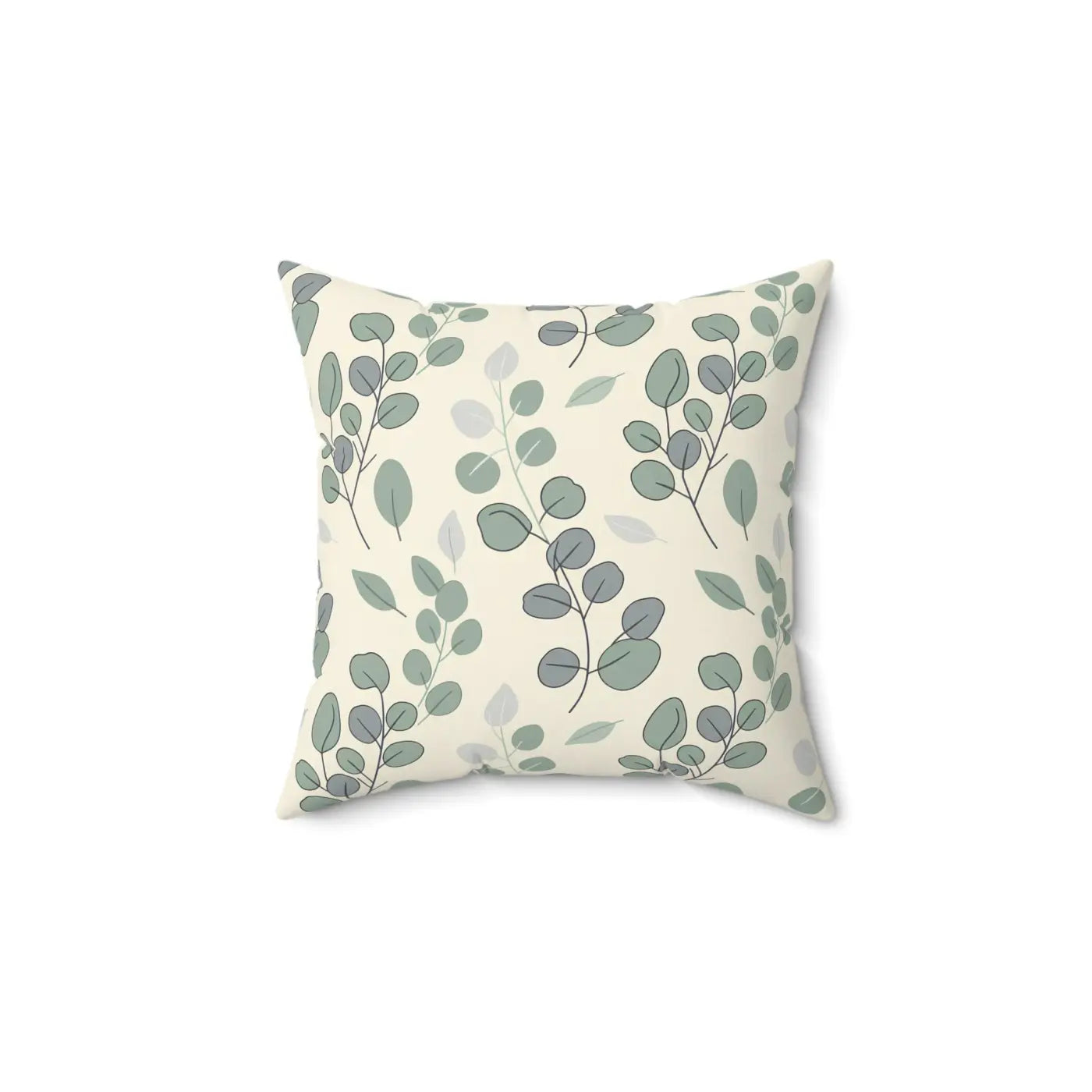Eucalyptus Leaf Pattern Square Pillow - Botanical Home Decor - DipaliZ