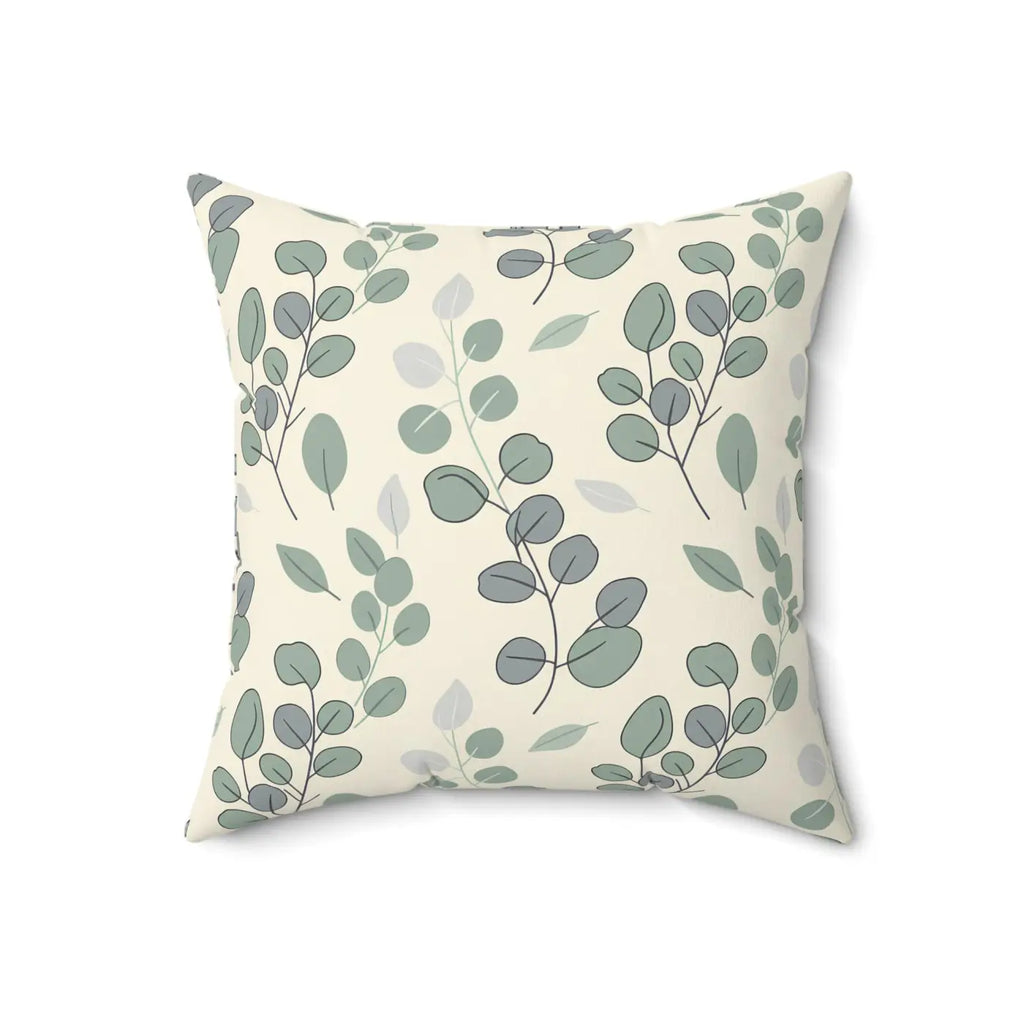Eucalyptus Leaf Pattern Square Pillow - Botanical Home Decor - DipaliZ