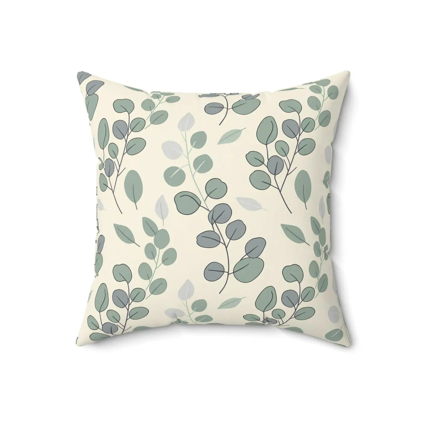 Eucalyptus Leaf Pattern Square Pillow - Botanical Home Decor - DipaliZ