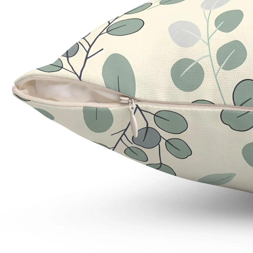 Eucalyptus Leaf Pattern Square Pillow - Botanical Home Decor - DipaliZ