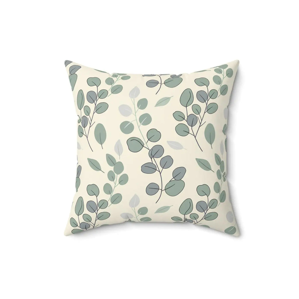 Eucalyptus Leaf Pattern Square Pillow - Botanical Home Decor - DipaliZ