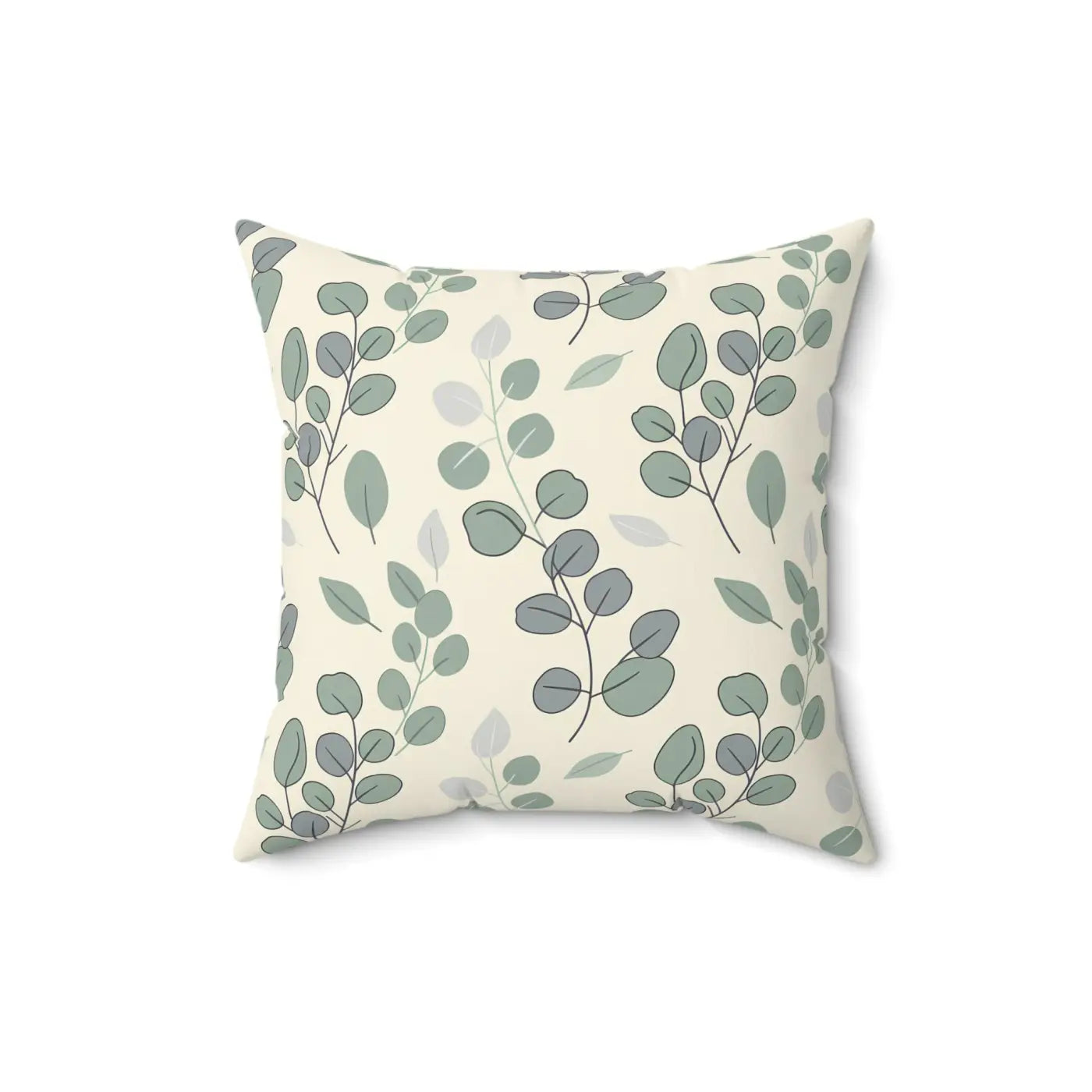 Eucalyptus Leaf Pattern Square Pillow - Botanical Home Decor - DipaliZ