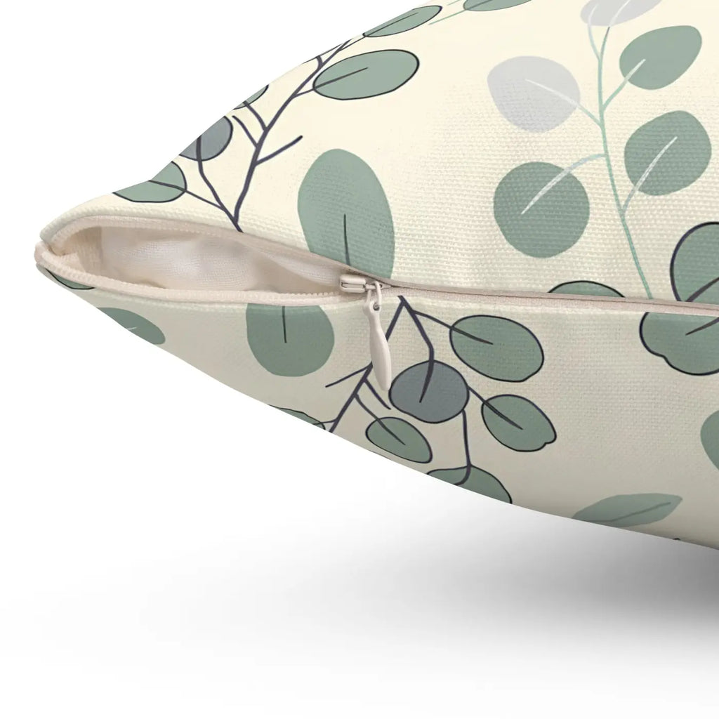 Eucalyptus Leaf Pattern Square Pillow - Botanical Home Decor - DipaliZ