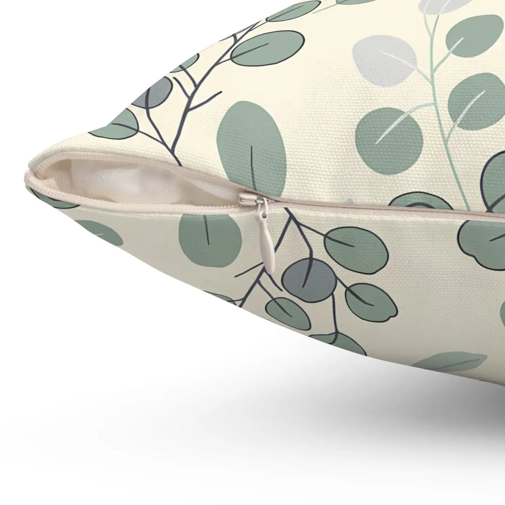 Eucalyptus Leaf Pattern Square Pillow - Botanical Home Decor - DipaliZ