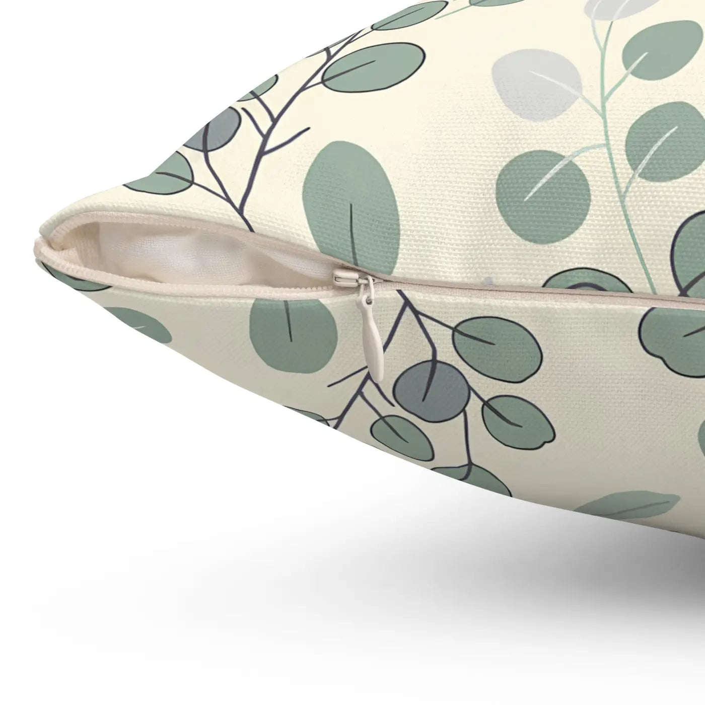Eucalyptus Leaf Pattern Square Pillow - Botanical Home Decor - DipaliZ