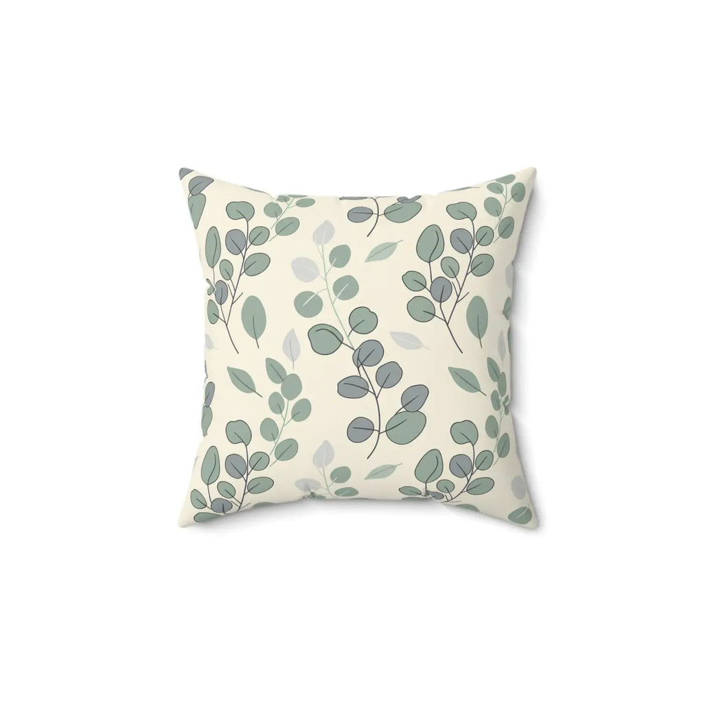 Eucalyptus Leaf Pattern Square Pillow - Botanical Home Decor - DipaliZ