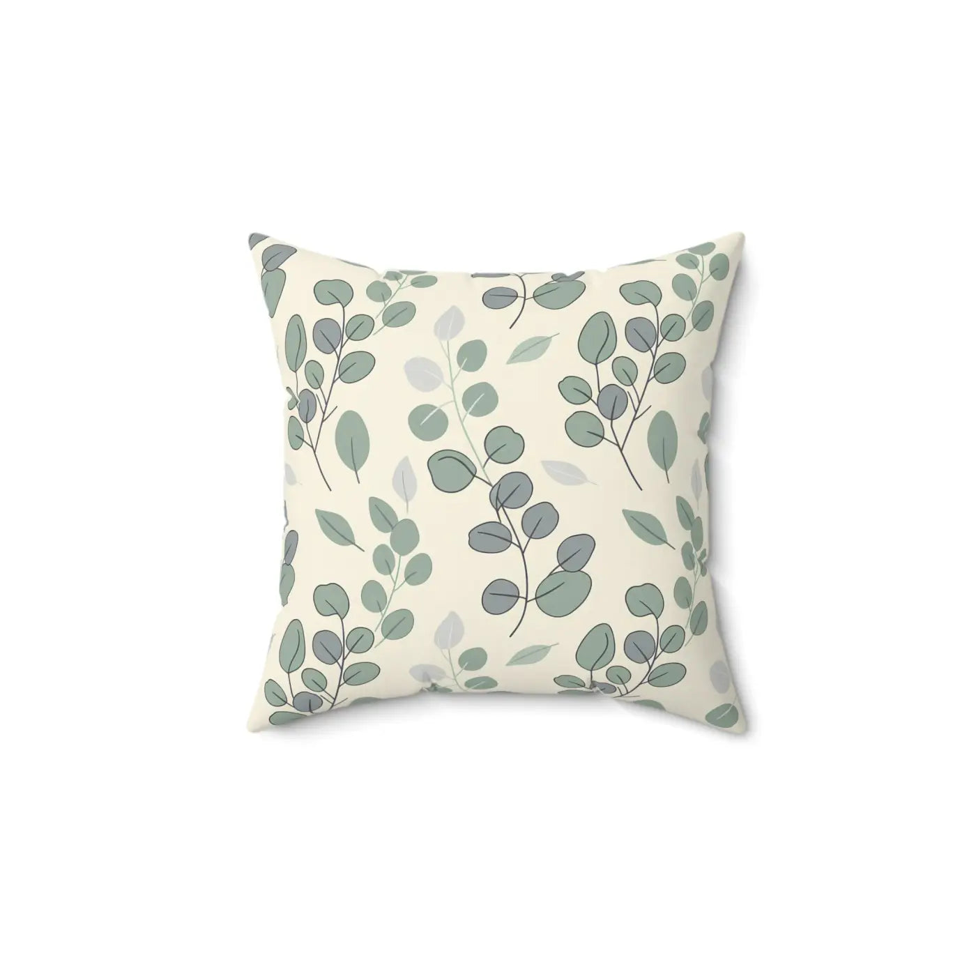 Eucalyptus Leaf Pattern Square Pillow - Botanical Home Decor - DipaliZ