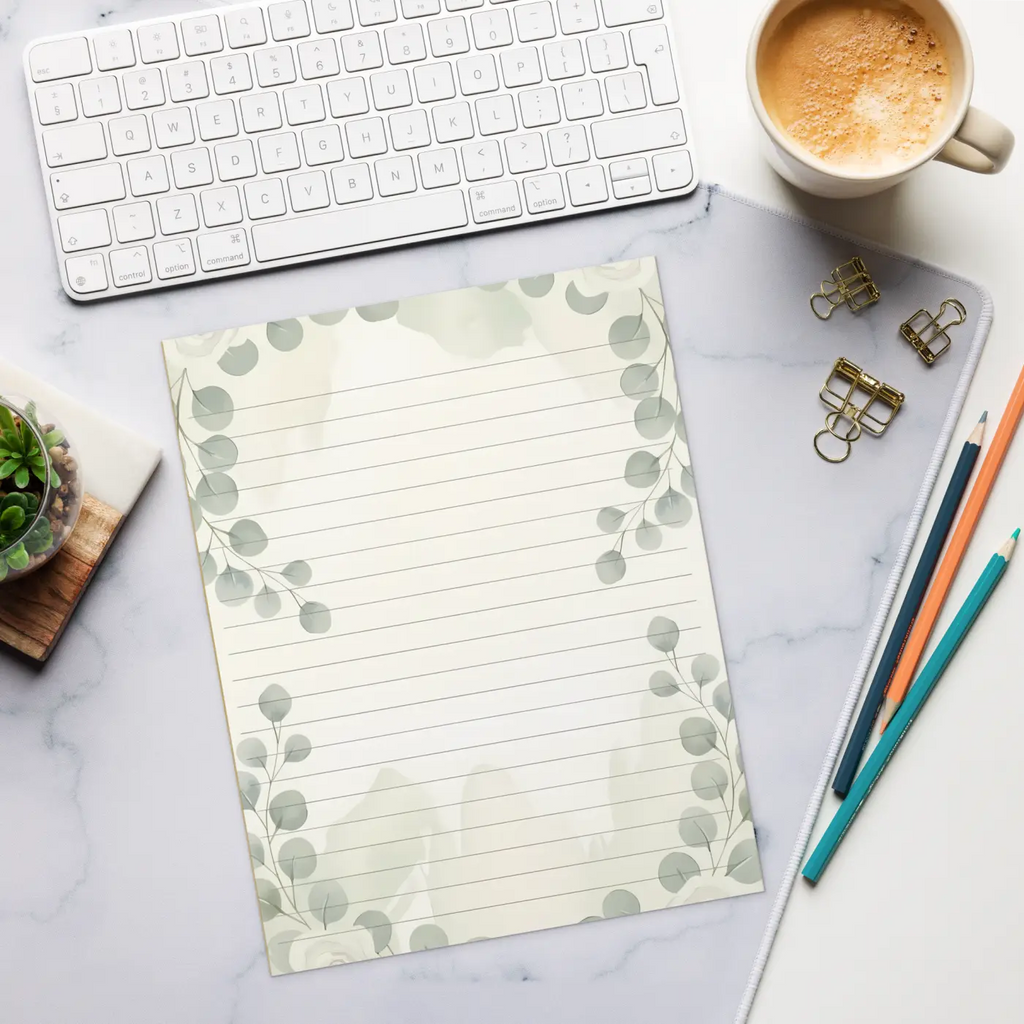 Eucalyptus Leaves Ruled Notepad - Tear-Away Pages - DipaliZ
