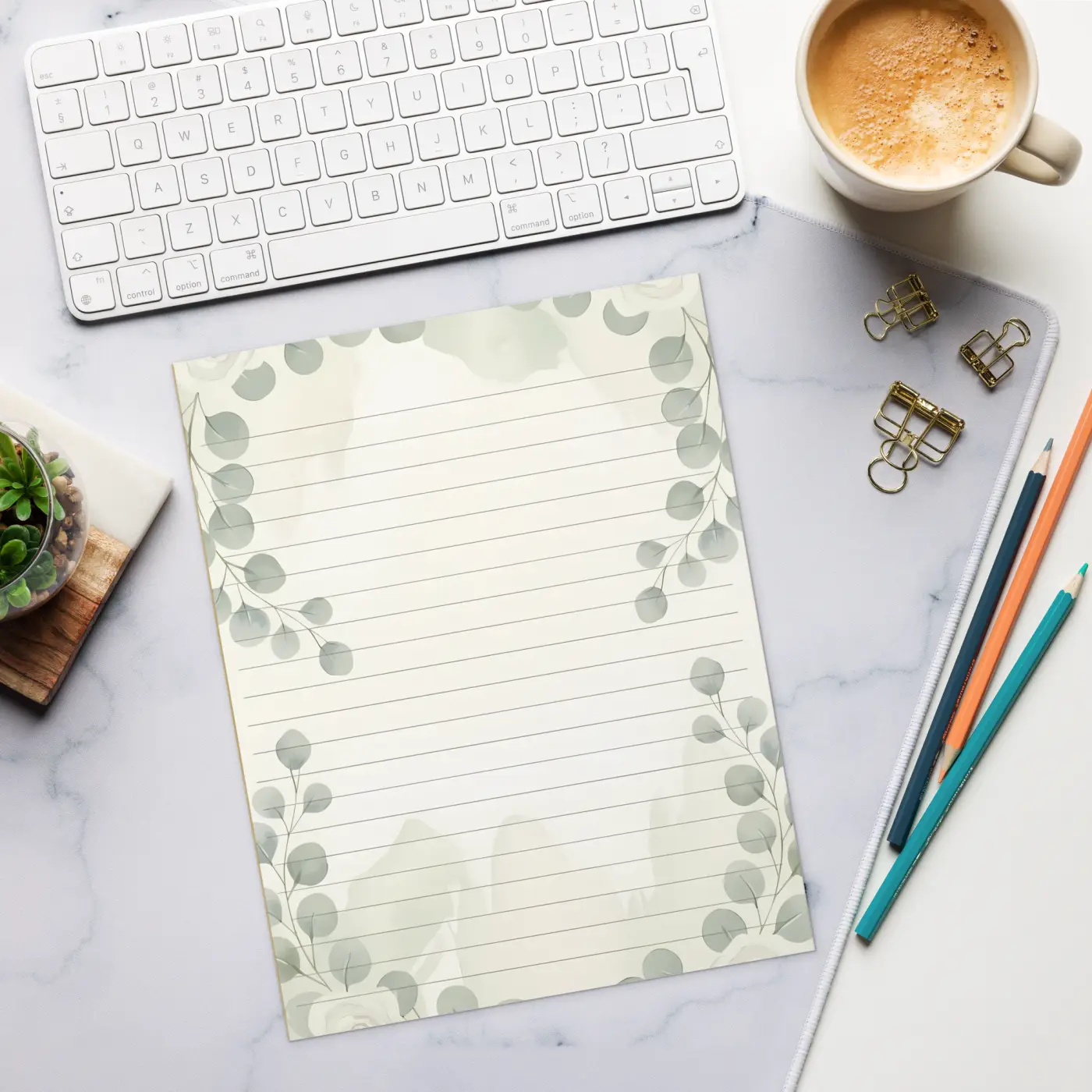 Eucalyptus Leaves Ruled Notepad - Tear-Away Pages - DipaliZ