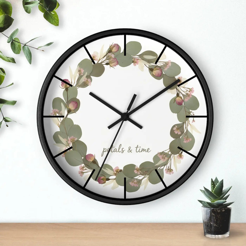 Eucalyptus Wreath Wall Clock - Whisper Quiet Botanical Elegance - DipaliZ