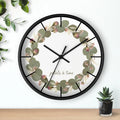 Eucalyptus Wreath Wall Clock - Whisper Quiet Botanical Elegance - DipaliZ