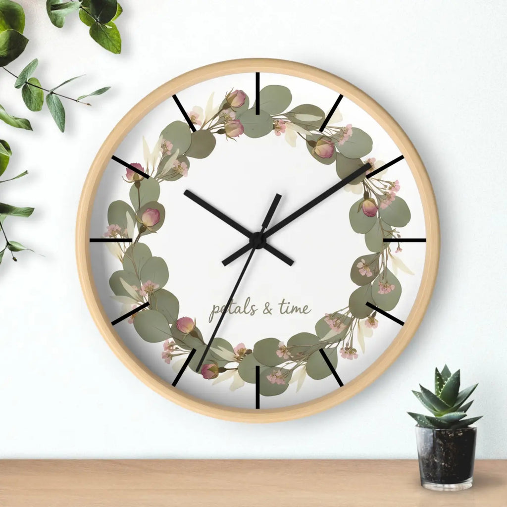 Eucalyptus Wreath Wall Clock - Whisper Quiet Botanical Elegance - DipaliZ