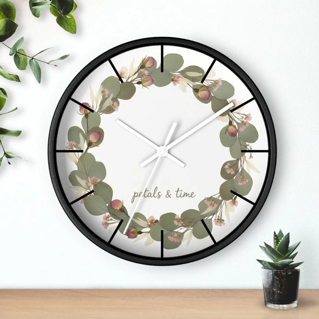Eucalyptus Wreath Wall Clock - Whisper Quiet Botanical Elegance - DipaliZ