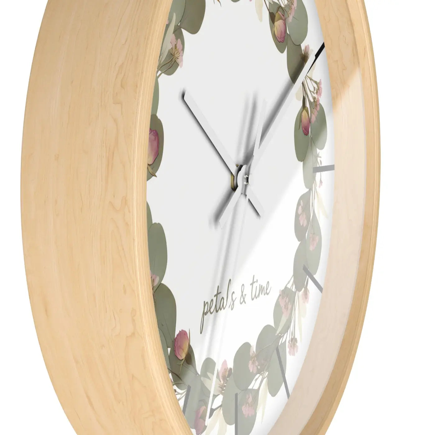 Eucalyptus Wreath Wall Clock - Whisper Quiet Botanical Elegance - DipaliZ