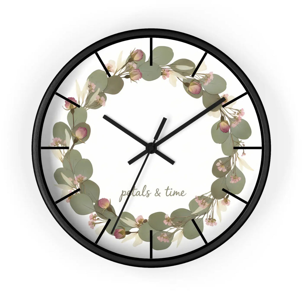 Eucalyptus Wreath Wall Clock - Whisper Quiet Botanical Elegance - DipaliZ