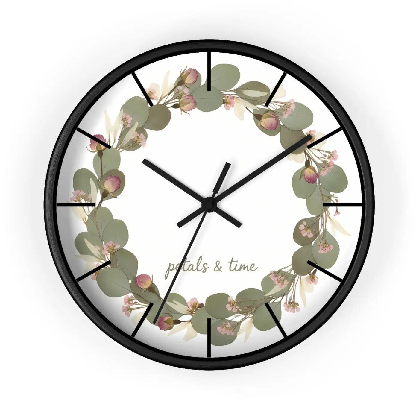 Eucalyptus Wreath Wall Clock - Whisper Quiet Botanical Elegance - DipaliZ