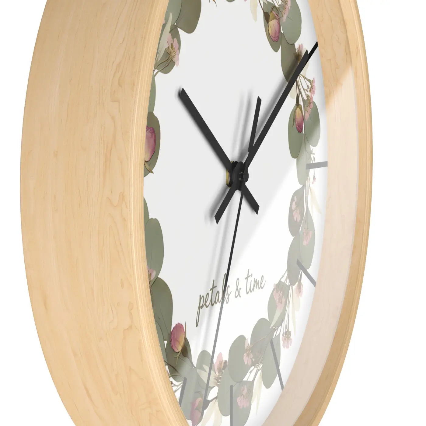 Eucalyptus Wreath Wall Clock - Whisper Quiet Botanical Elegance - DipaliZ
