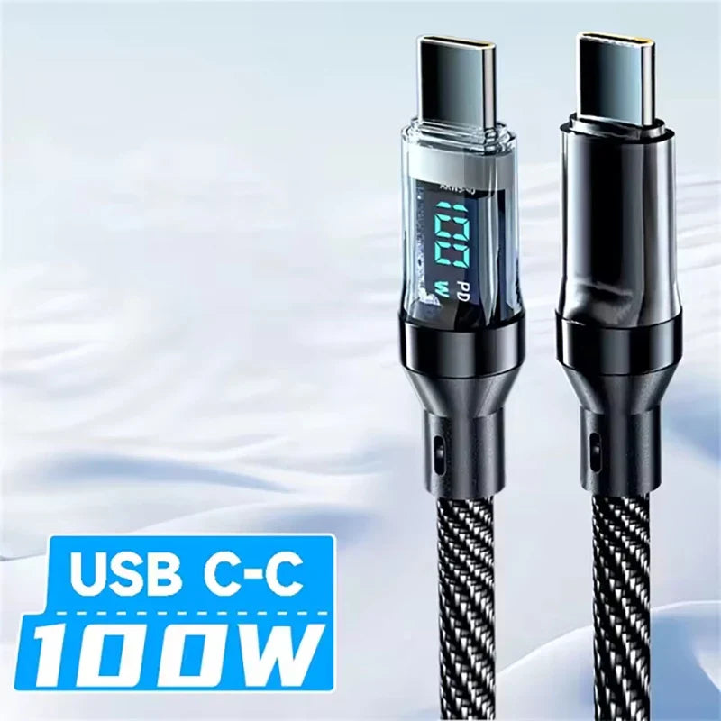 NNBILI 120W A-C and C-C Phone Super Fast Charging Cable with LED display screen, not compatible Xiaomi iPhone、 Samsung
