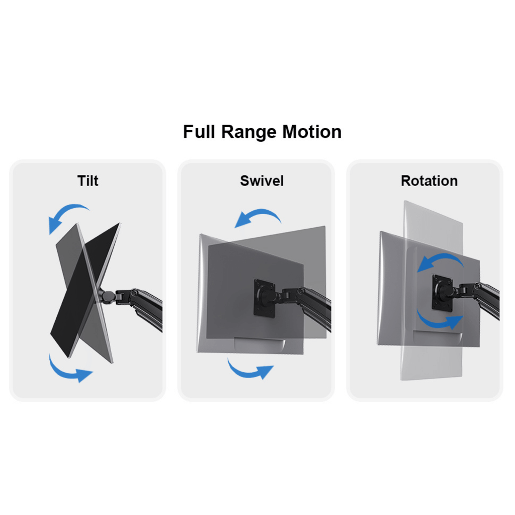 ErgoAV ErgoLink Motion Desk Mount for Single Monitors up to 34" and 22 lbs