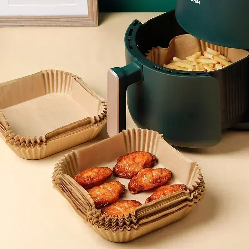 23CM Air Fryer Disposable Baking Paper Liner Non-Stick Mat Steamer Square Round Parchment for Microwave Oven Kitchen Cookers