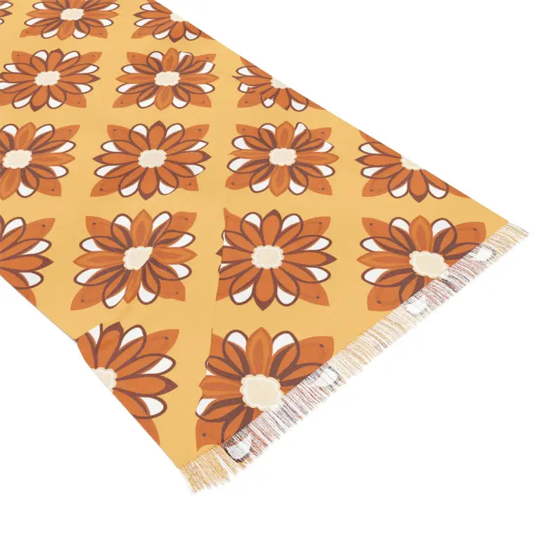 Orange Floral Scarf - Sheer Polyester Sports Fan Accessory - DipaliZ