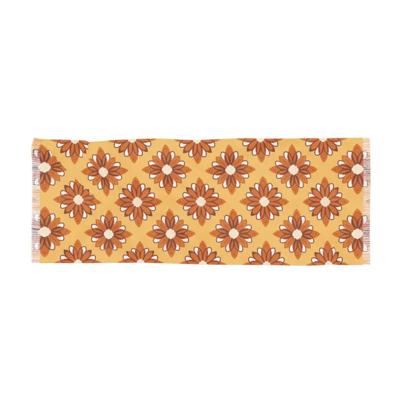Orange Floral Scarf - Sheer Polyester Sports Fan Accessory - DipaliZ