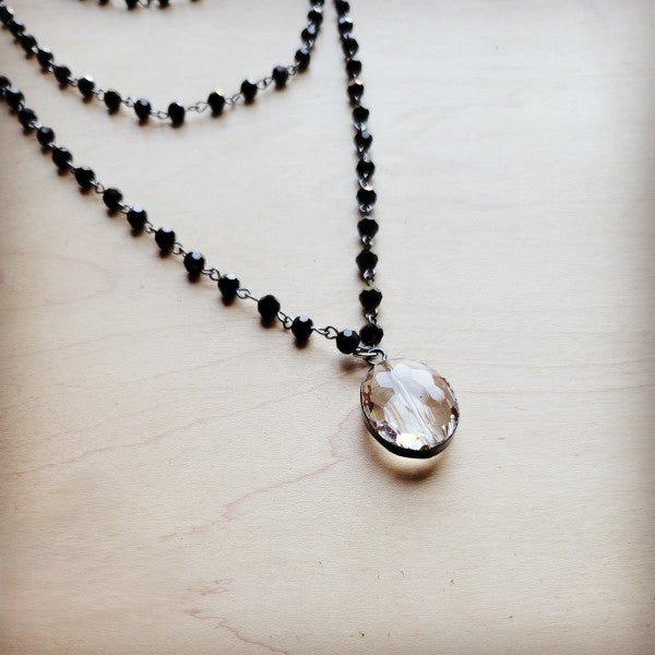Faceted Glass Triple Strand Necklace w/ Glass