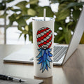 American Flag Upside Down Pineapple Skinny Steel Tumbler with Straw, 20oz