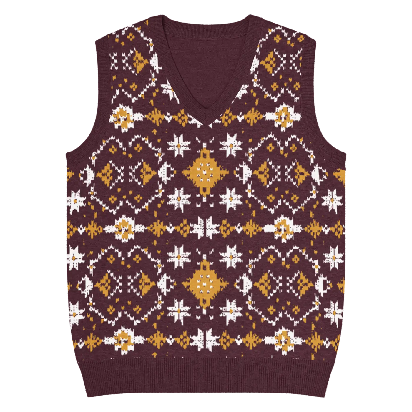 Fair Isle Winter Pattern Knit Vest - Vintage V-Neck - DipaliZ