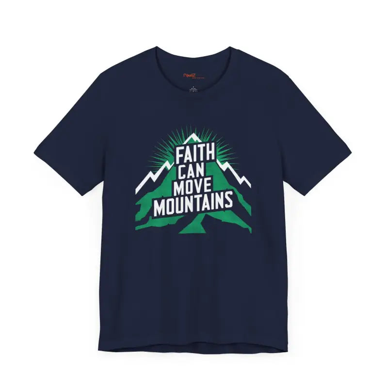 Faith Moves Mountains Comfort Jersey Tee - Ribbed Knit Collar - DipaliZ