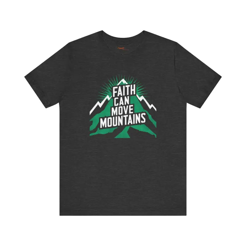 Faith Moves Mountains Comfort Jersey Tee - Ribbed Knit Collar - DipaliZ