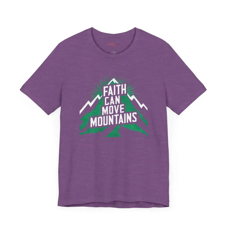 Faith Moves Mountains Comfort Jersey Tee - Ribbed Knit Collar - DipaliZ