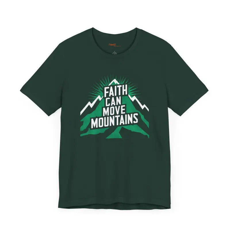 Faith Moves Mountains Comfort Jersey Tee - Ribbed Knit Collar - DipaliZ