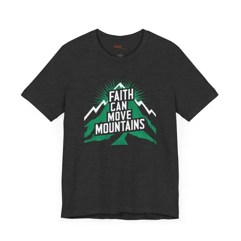Faith Moves Mountains Comfort Jersey Tee - Ribbed Knit Collar - DipaliZ