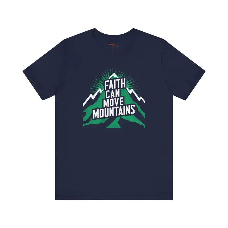 Faith Moves Mountains Comfort Jersey Tee - Ribbed Knit Collar - DipaliZ
