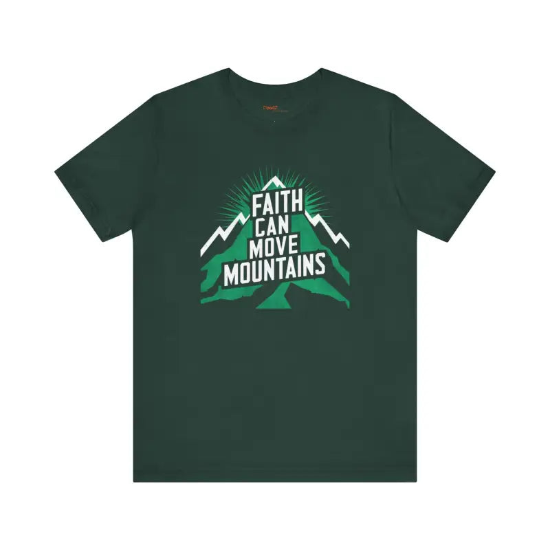 Faith Moves Mountains Comfort Jersey Tee - Ribbed Knit Collar - DipaliZ