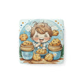 Porcelain Magnet - Kid Eating Cookies Design - DipaliZ