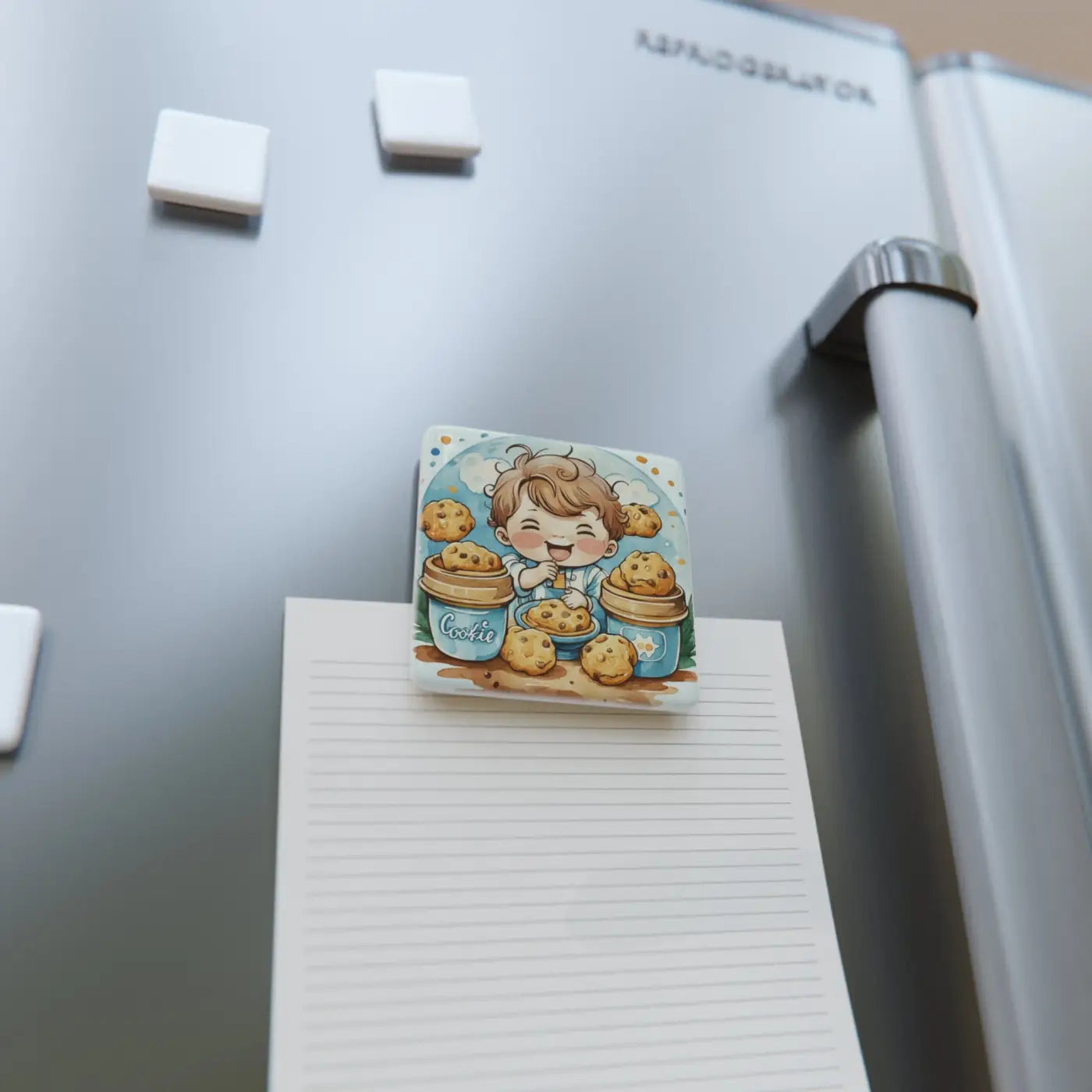 Porcelain Magnet - Kid Eating Cookies Design - DipaliZ