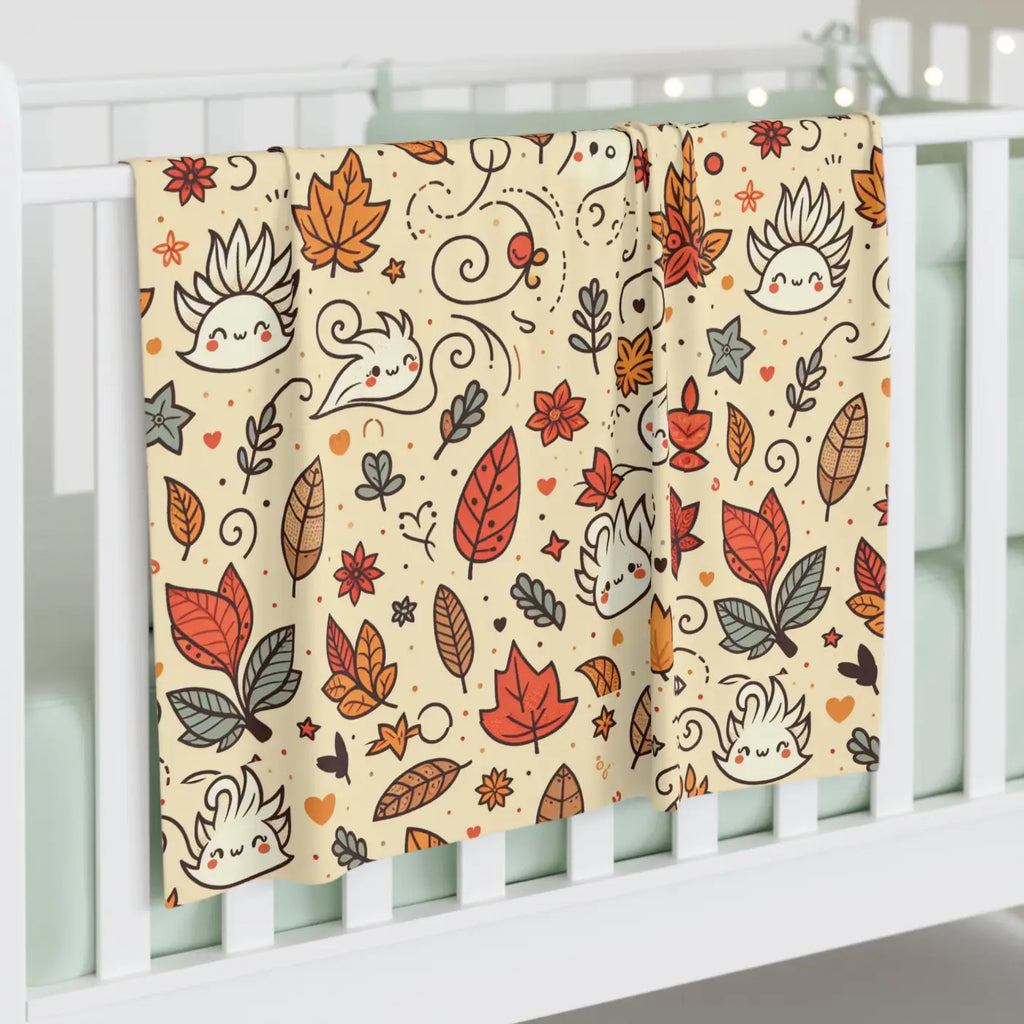 Fall Leaves Baby Swaddle Blanket - Cozy Autumn Design - DipaliZ