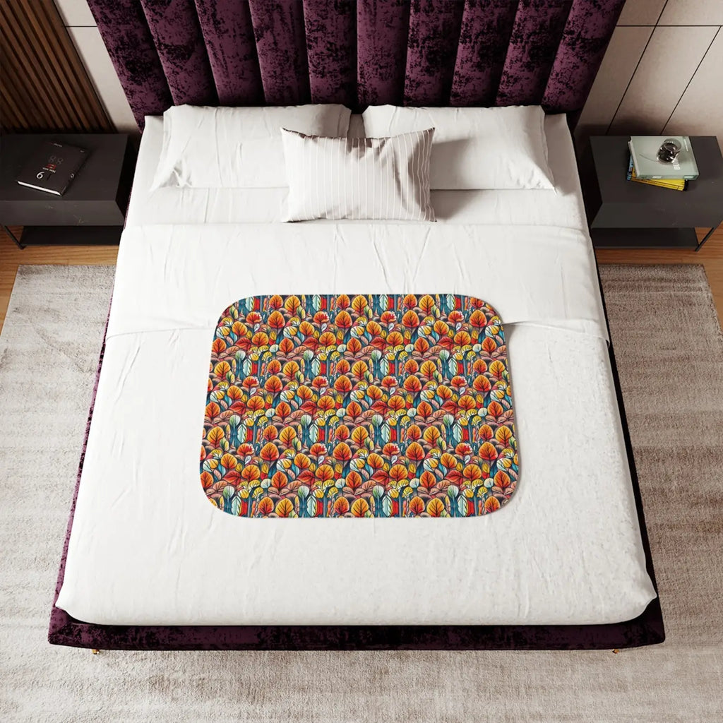 Fall Leaves Pattern Sherpa Blanket - Cozy Autumn Warmth - DipaliZ