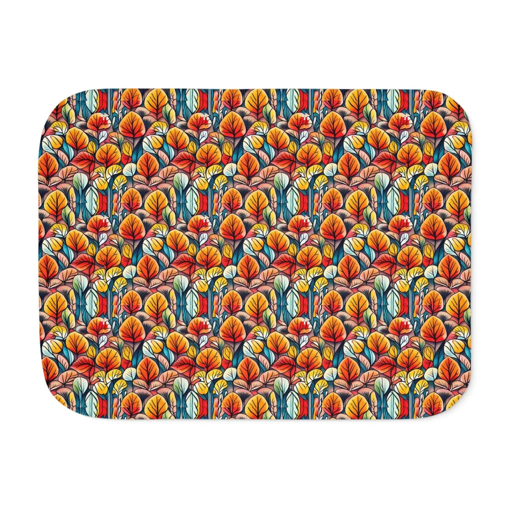 Fall Leaves Pattern Sherpa Blanket - Cozy Autumn Warmth - DipaliZ