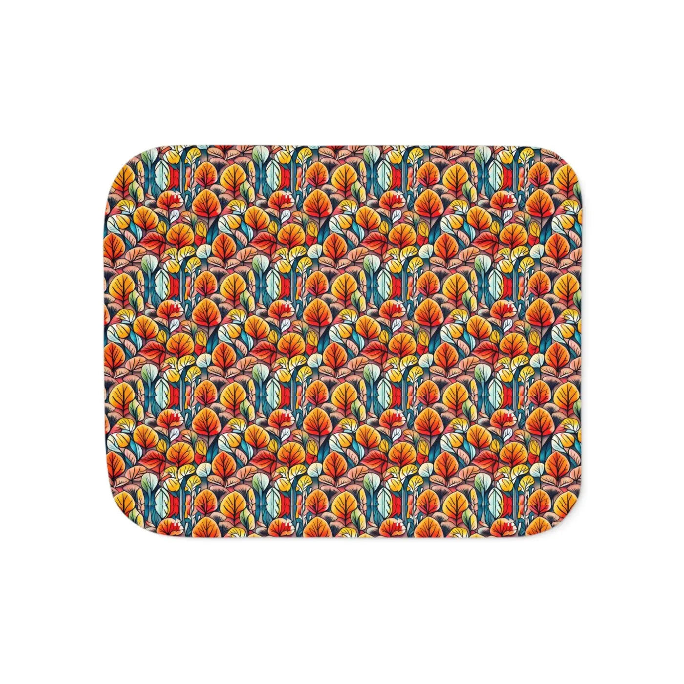 Fall Leaves Pattern Sherpa Blanket - Cozy Autumn Warmth - DipaliZ