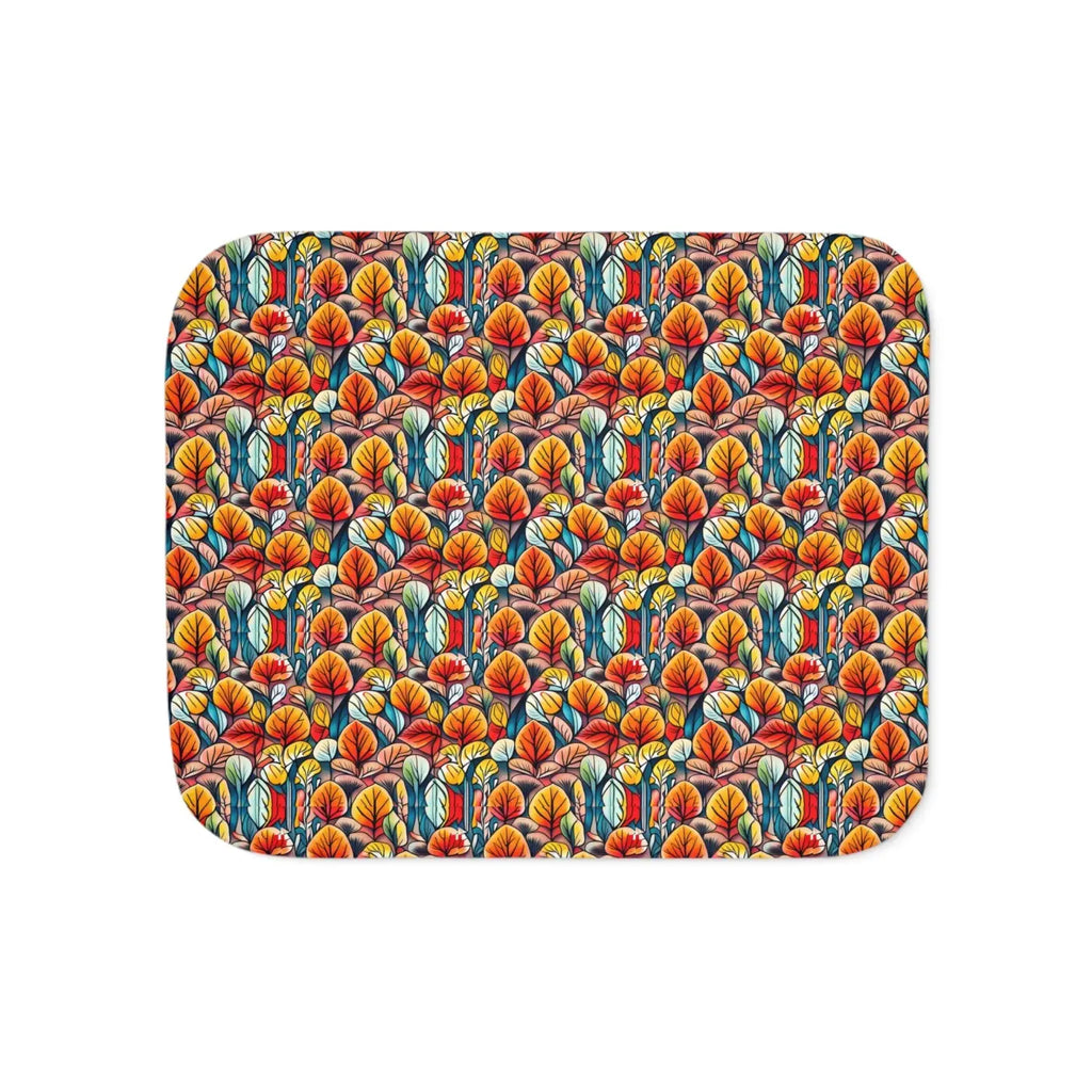 Fall Leaves Pattern Sherpa Blanket - Cozy Autumn Warmth - DipaliZ