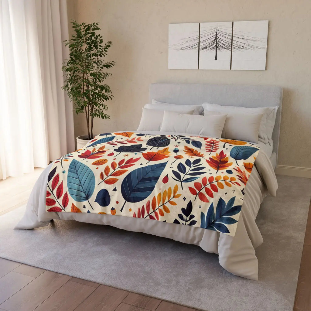 Cozy Minky Blanket - Fall Leaves Soft Polyester - DipaliZ