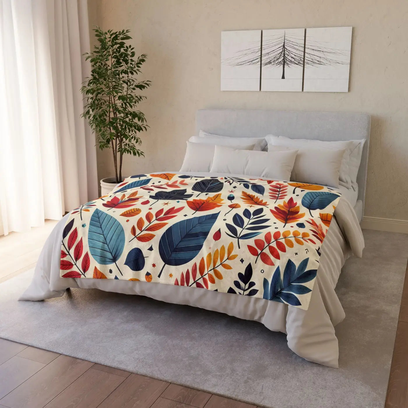 Cozy Minky Blanket - Fall Leaves Soft Polyester - DipaliZ