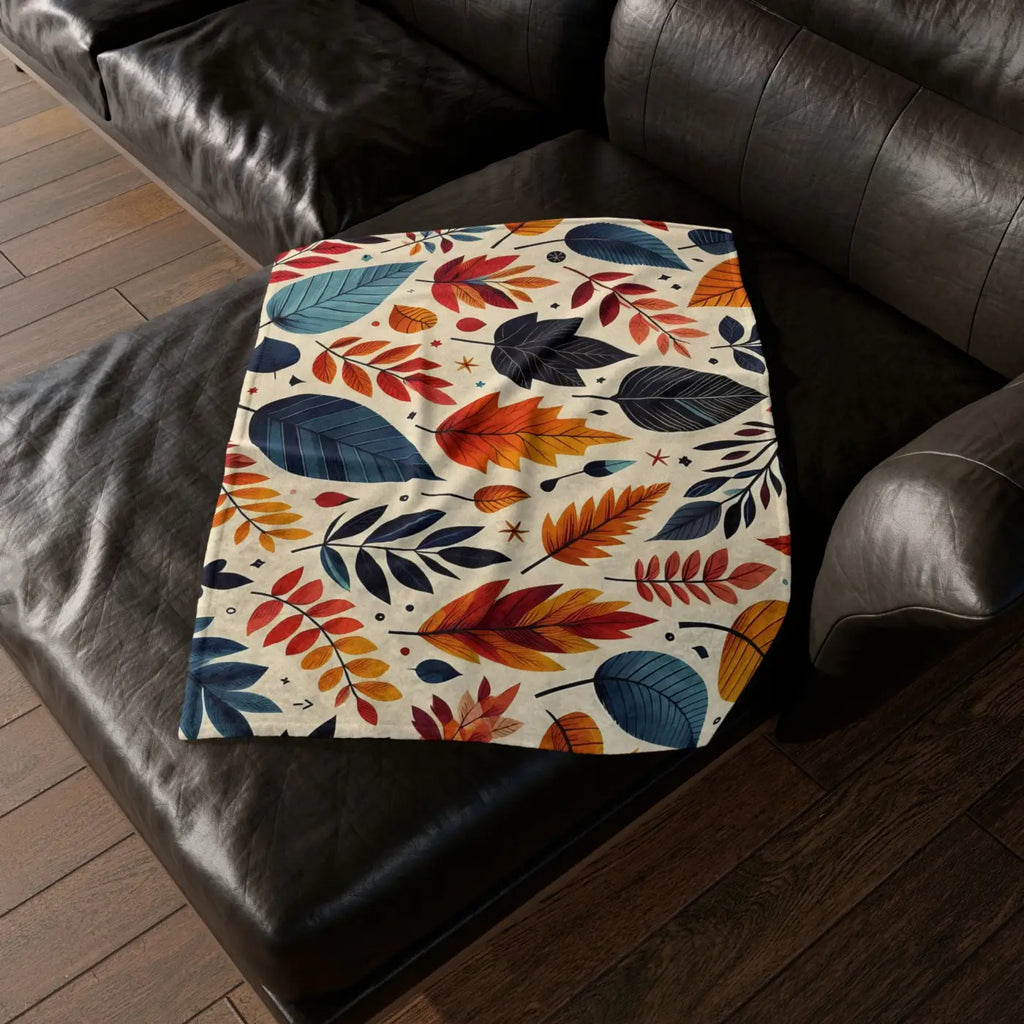 Cozy Minky Blanket - Fall Leaves Soft Polyester - DipaliZ