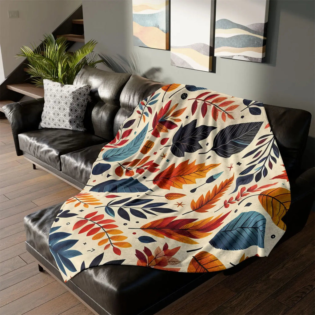Cozy Minky Blanket - Fall Leaves Soft Polyester - DipaliZ
