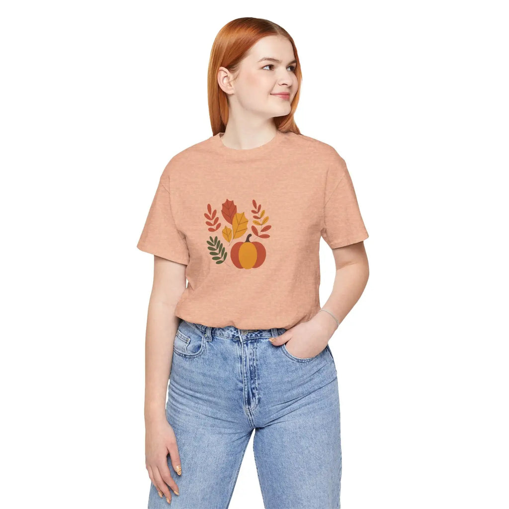 Harvest Style Tee - Fall Pumpkin Unisex Comfort - DipaliZ