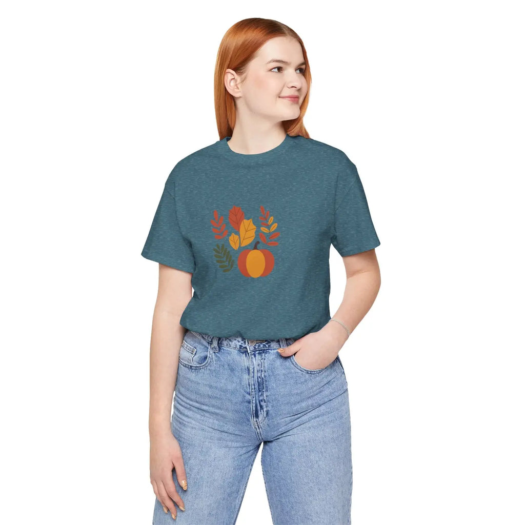 Harvest Style Tee - Fall Pumpkin Unisex Comfort - DipaliZ