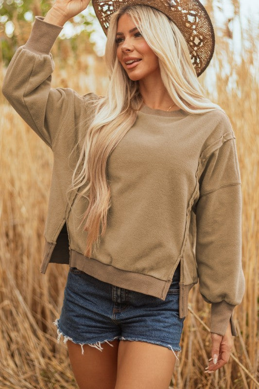 Tatum Fuzzy Sherpa Splicing Pullover Sweatshirt